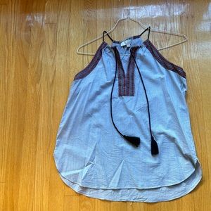 Loft blouse black/white striped with trim detailing